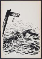 Frans Masereel (1889-1972): A halál a vesztőhelyen, fametszet, papír, jelzett a dúcon, 34×24,5 cm