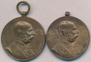 1898. "Jubileumi Emlékérem Fegyveres Erő Számára" (2x) Br kitüntetések mellszalag nélkül T:2-,3 ph., ü. Hungary 1898. "Commemorative Jubilee Medal for the Armed Forces" (2x) Br decorations without ribbons C:VF,F edge error, ding NMK 249.