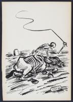 Frans Masereel (1889-1972): Halálos iramban, fametszet, papír, jelzett a dúcon, 34×24,5 cm