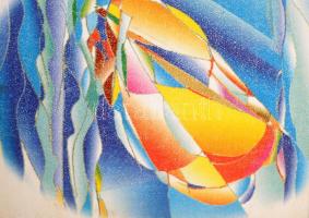 Farkasházy jelzéssel: Vitorlás. Pasztell, merített papír, keretben, 50×40 cm