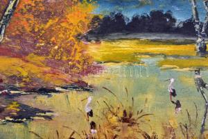 Zorkóczy jelzéssel: Gólyák. Olaj, fa lemez, keretben, 40×50 cm