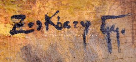 Zorkóczy jelzéssel: Gólyák. Olaj, fa lemez, keretben, 40×50 cm