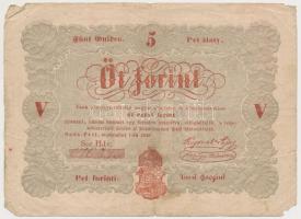 1848. 5Ft (2x) vörösesbarna és barna + 10Ft "Kossuth bankó" T:III-,IV 10Ft ragasztott