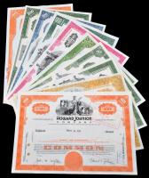 Amerikai Egyesült Államok 1955-1980. 10db klf részvény perforációval, bélyegzésekkel, lyukasztással ...