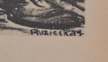 Ruzicskay György (1896-1993): Hősi halál, algrafia, papír, jelzett az algrafián, 31×23,5 cm