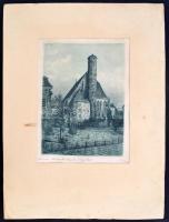 Olvashatatlan jelzéssel: Vienna "Minoritenkirche" felirattal,rézkarc,  paszpartuban, 22x16cm