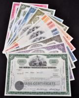 Amerikai Egyesült Államok 1962-1976. 10db klf részvény perforációval, bélyegzésekkel, lyukasztással ...