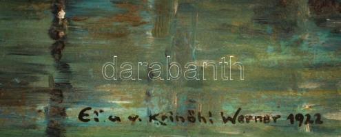 Werner jelzéssel: Dombos vidék. Olaj, karton (hullámos), 50×70 cm