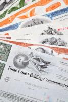 Amerikai Egyesült Államok 1963-1973. 10db klf részvény perforációval, bélyegzésekkel, lyukasztással érvénytelenítve T:I-III USA 1963-1973. 10pcs of diff shares, with perforations, stamps, cancelled by holes C:UNC-F