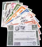 Amerikai Egyesült Államok 1963-1973. 10db klf részvény perforációval, bélyegzésekkel, lyukasztással ...