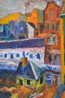 Tibor jelzéssel: Városi fények. Olaj, vászon, 70×49 cm