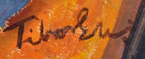 Tibor jelzéssel: Városi fények. Olaj, vászon, 70×49 cm