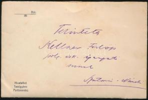 1914 Kellner Fülöp szatmárnémeti iskolaigazgatónak kézzel írt levél a kerületi tanfelügyelőtől, mellékelve a város polgármesterének egy korábbi levelével, illetve Kellner Fülöp viszontválasza. Polgármesteri és királyi tanfelügyelői pecsétekkel.