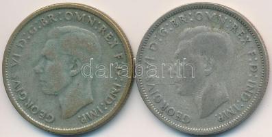 Ausztrália 1947. 1Fl Ag "VI. György" (2x) T:3 Australia 1947. 1 Florin Ag "George VI" (2x) C:F