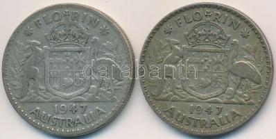 Ausztrália 1947. 1Fl Ag "VI. György" (2x) T:3
Australia 1947. 1 Florin Ag "George VI...
