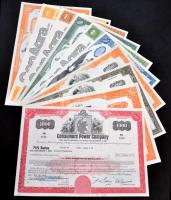 Amerikai Egyesült Államok 1969-1982. 10db klf részvény perforációval, bélyegzésekkel, lyukasztással ...