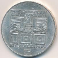 Ausztria 1976. 100Sch Ag "Innsbruck - XII. Téli olimpia / Épületek és olimpiai logó" T:2 
...