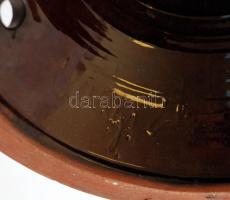 Jelzett kerámia lámpatest, kézzel festett mázas, jó állapotban, m:31 cm