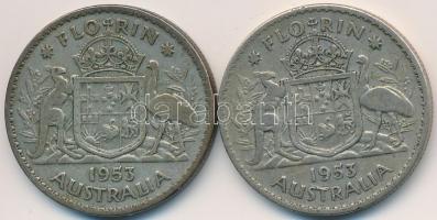 Ausztrália 1953. 1Fl Ag "II. Erzsébet" (2x) T:3
Australia 1953. 1 Florin Ag "Elizabe...