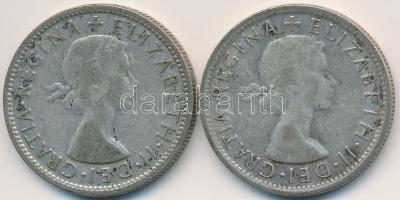 Ausztrália 1954. 1Fl Ag "II. Erzsébet" (2x) T:3 Australia 1954. 1 Florin Ag "Elizabeth II" (2x) C:F