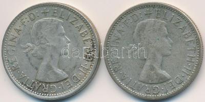 Ausztrália 1957. 1Fl Ag "II. Erzsébet" (2x) T:3 Australia 1957. 1 Florin Ag "Elizabeth II" (2x) C:F