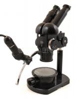 Carl Zeiss 385112 elektromos mikroszkóp, működik, régi aljzattal, a tárgyasztal üveglapja törött, sa...