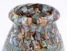 Gerbino Jean (1876-1966), Vallauris: Art deco, mozaik váza,  kerámia, mázas, jelzett, hibátlan, m:13...