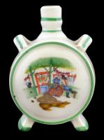 Zsolnay porcelán kulacs, kézzel festett, apró máz hibával, jelzett, dugó nélkül, m:9 cm