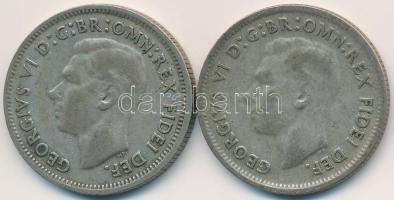Ausztrália 1952. 1Sh Ag (2x) "VI. György" T:3 Australia 1952. 1 Shilling Ag (2x) "George VI" C:F