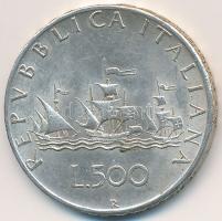 Olaszország 1966R 500L Ag "Kolumbusz hajói" T:2
Italy 1966R 500 Lire Ag "Columbus ...