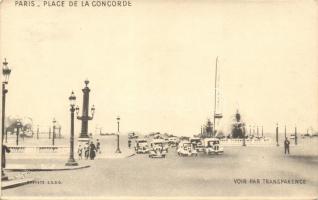 Paris, Place de la Concorde / Concorde square, automobiles; Breveté S.G.D.G., hold to light (non PC) (EB)