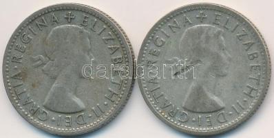 Ausztrália 1954. 1Sh Ag (2x) "II. Erzsébet" T:3 ü. Australia 1954. 1 Shilling Ag (2x) "Elizabeth II" C:F ding