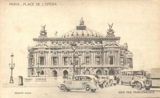 Paris, 'Place de L'Opera' / Opera Square, automobiles; Breveté S.G.D.G., hold to light (non PC)