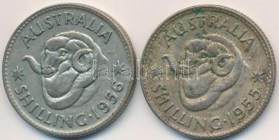 Ausztrália 1955-1956. 1Sh Ag (2x) "II. Erzsébet" T:3 patina
Australia 1955-196. 1 Shillin...