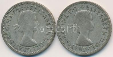 Ausztrália 1957. 1Sh Ag (2x) "II. Erzsébet" T:3  Australia 1957. 1 Shilling Ag (2x) "Elizabeth II" C:F