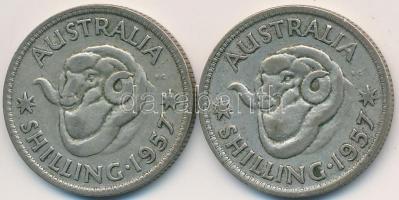 Ausztrália 1957. 1Sh Ag (2x) "II. Erzsébet" T:3 
Australia 1957. 1 Shilling Ag (2x) &quot...