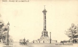 Paris, Place de la Bastille / Bastille square; Breveté S.G.D.G., hold to light (non PC)