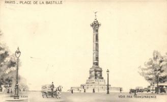 Paris, 'Place de la Bastille' / Bastille square; Breveté S.G.D.G., hold to light (non PC)