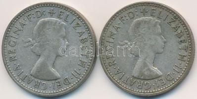 Ausztrália 1958. 1Sh Ag (2x) "II. Erzsébet" T:3  Australia 1958. 1 Shilling Ag (2x) "Elizabeth II" C:F