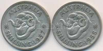 Ausztrália 1957-1958. 1Sh Ag (2x) "II. Erzsébet" T:3 
Australia 1957-1958. 1 Shilling Ag ...