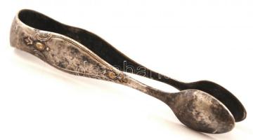 Régi cukorfogó, alpakka, jelzett (M.H.20), h:15 cm