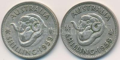 Ausztrália 1959. 1Sh Ag (2x) "II. Erzsébet" T:3 
Australia 1959. 1 Shilling Ag (2x) "...