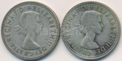 Ausztrália 1959-1960. 1Sh Ag (2x) "II. Erzsébet" T:3  Australia 1959-1960. 1 Shilling Ag (2x) "Elizabeth II" C:F