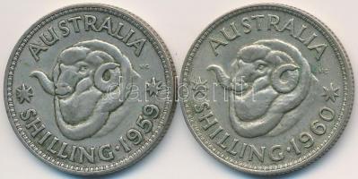 Ausztrália 1959-1960. 1Sh Ag (2x) "II. Erzsébet" T:3 
Australia 1959-1960. 1 Shilling Ag ...