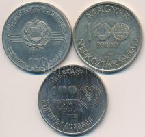 1981. 100Ft "FAO" + 1982. 100Ft Cu-Ni "Labdarúgó VB 1982" + 1985. 100Ft "Me...