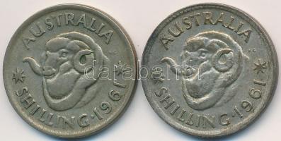 Ausztrália 1961. 1Sh Ag (2x) "II. Erzsébet" T:2-,3 
Australia 1961. 1 Shilling Ag (2x) &q...
