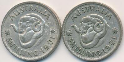 Ausztrália 1961. 1Sh Ag (2x) "II. Erzsébet" T:2-,3 
Australia 1961. 1 Shilling Ag (2x) &q...