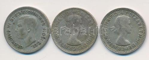 Ausztrália 1951-1958. 3p Ag (3x) "VI. György" + "II. Erzsébet" T:2,2-,3 Australia 1951-1958. 3 Pence Ag (3x) "George VI" + "Elizabeth II" C:XF,VF,F
