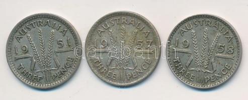 Ausztrália 1951-1958. 3p Ag (3x) "VI. György" + "II. Erzsébet" T:2,2-,3
Austral...