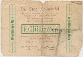 Németország / Weimari Köztársaság / Vohwinkel 1923. 10.000.000.000M T:III-
Germany / Weimar Republi...